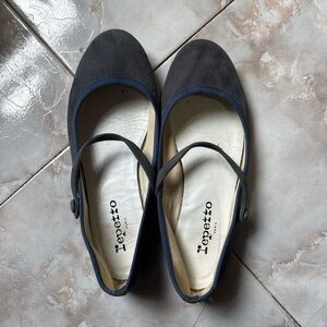 Repetto Grey Suede Mary Jane Flats - Women's
